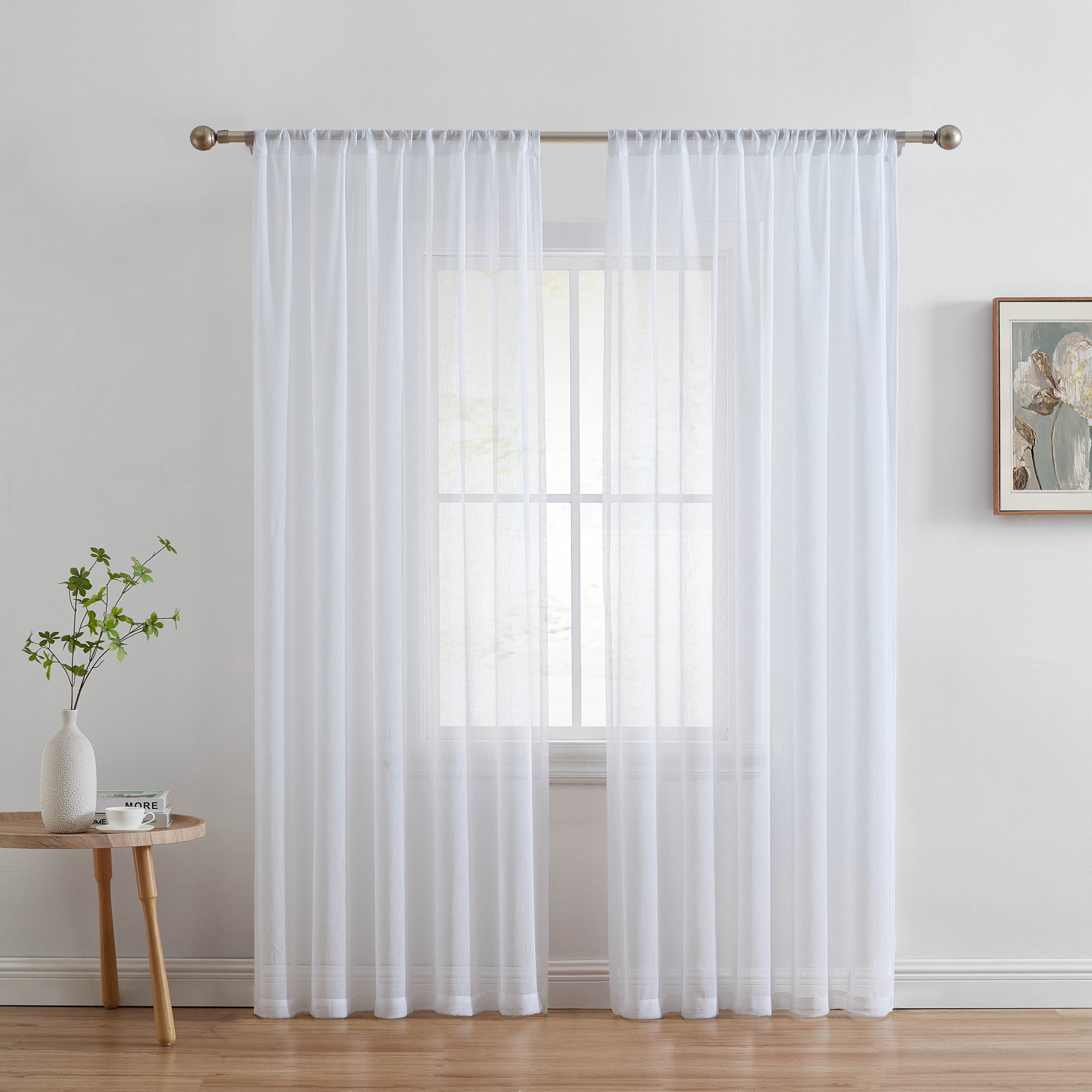 Rod Thdd THD Zoey Faux Linen Textured Semi Sheer Window Rod Pocket Thick ...