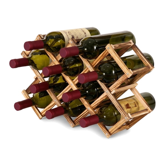 THDFTDT Art Deco Wood Stackable 10-Bottle Wine Rack