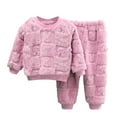 thumbnail image 1 of THDHVS Baby Girl Outfits Long Sleeve Hooded Set Sweater Pocket Round Neck Sweater Long Pants Set Top and Pants Two-Piece Set Pink 5 Years, 1 of 3