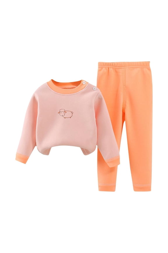 Baby Girl Outfits Toddler Children Sweatshirt Two Piece Set Children Casual Clothes for Small and Medium Children Orange 2 Years