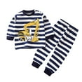 thumbnail image 1 of THDHVS Baby Girl Outfits Toddler Fashion Boys Casual Long Sleeve Tops Round Neck Collar Botton Printed Long Pants Sets Dark Blue 3 Years, 1 of 3