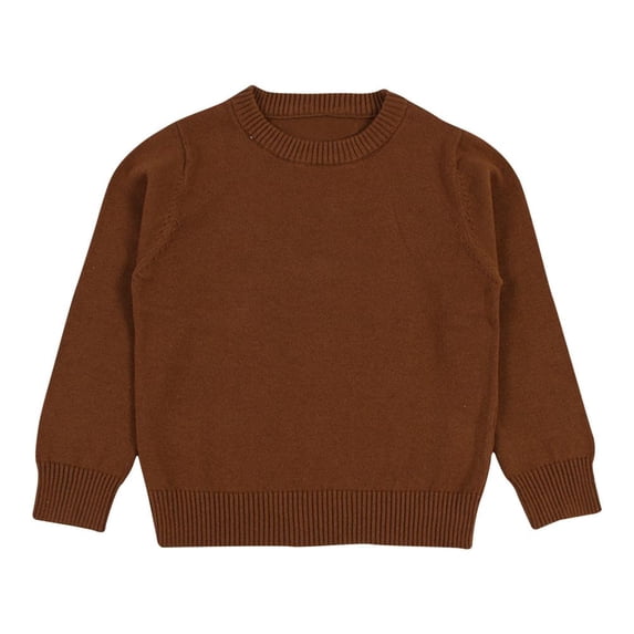 THDHVS Baby Sweater Boys Girls Solid Color Sweater Pullover Knitted Sweater Candy Base Sweater Coffee 3 Years