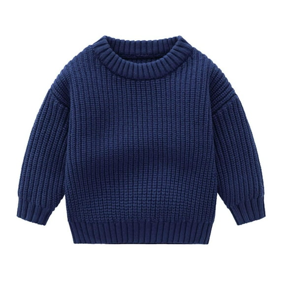 THDHVS Baby Sweater Toddler Baby Boys Girls Cute Solid Color Cute Winter Thick Casual Keep Warm Sweater Dark Blue 4 Years