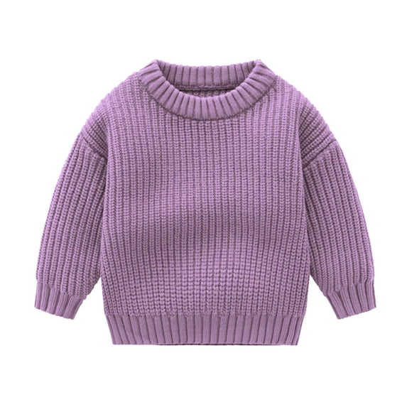 THDHVS Baby Sweater Toddler Baby Boys Girls Cute Solid Color Cute Winter Thick Casual Keep Warm Sweater Purple 6 Months