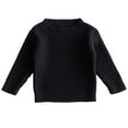 thumbnail image 1 of THDHVS Baby Sweater Toddler Long Sleeve Round Neck High Collar Strip Stretch Slim Versatile Knitted Sweater Bottoming Shirt Black 5 Years, 1 of 4