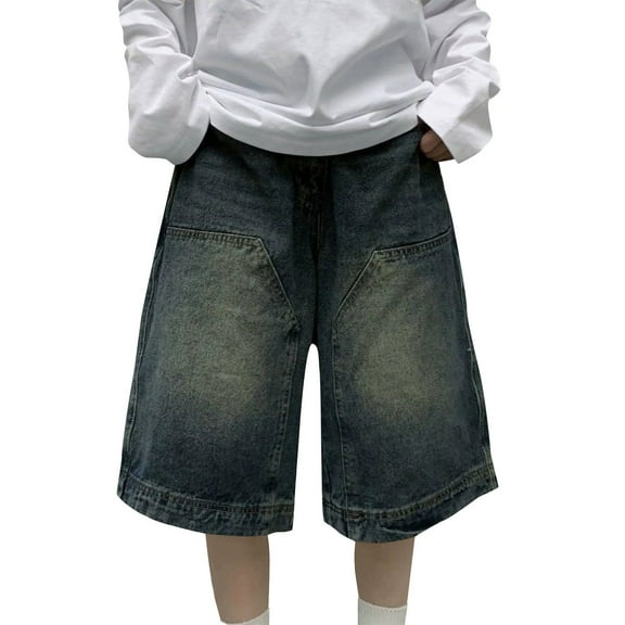 THDHVS Baggy Jeans for Woman,Wide Leg Pants Woman,Wide Leg Jeans for Women Mid Waist Baggy Decor Denim Washed Pants Without Belt Blue S