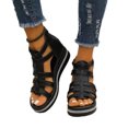 thumbnail image 1 of THDHVS Wedge Sandals for Women,Womens Wedge Sandals,Women's Fashion Casual Roman Style Spring and Summer Thick-Soled Wedge Sandals Black 7.5, 1 of 5
