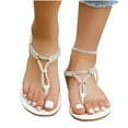 thumbnail image 1 of THDHVS Beach Sandals,Womens Sandals Comfortable,Casual Wear Cute Flat Sandals Beach Dressy T-Strap Thong Sandals White 7, 1 of 5