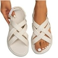 thumbnail image 1 of THDHVS Comfortable Sandals for Women,Womens Sandals,Lady's Casual Summer Style Solid Color Sand Thick Bottom-Strap -Open Toe Beach Sandals White 5.5, 1 of 6