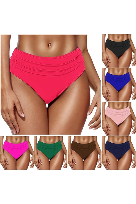 Bikini Bottoms,Swim Shorts Women,Solid Color Bikini Bottoms High Cut Triangle Stretchy Swimwear White