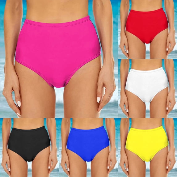 THDHVS Bikini Bottoms,Swim Shorts Women,Solid Color Swim Shorts StretchComfortable for Beach or Swimming White