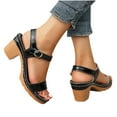 thumbnail image 1 of THDHVS Women's Sandals,Dress Shoes for Women,Women's Fashion Casual One-Strap Sequin Buckle Spring And Summer New Thick High-Heeled Sandals Black 9, 1 of 6