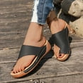 thumbnail image 1 of THDHVS Black Sandals Women,Sandals for Women 2025,Women's Fashion Casual Leisure Summer Style Solid Color Thick Bottom Slippers Toe Sandals Wedge Heels Black 5.5, 1 of 6