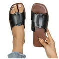 thumbnail image 1 of THDHVS Black Sandals Women,Sandals for Women 2025,Women's Fashion Casual Summer Style Outdoor Wear Solid Color Retro Flat Open Toe Beach Slippers Black 7, 1 of 5