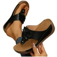 thumbnail image 1 of THDHVS Black Sandals Women,Sandals for Women 2025,Women's Fashion Casual Summer Style Solid Color Flower Fish Mouth Wedge Heel Thick Bottom Flip Flops Black 6.5, 1 of 6