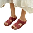 thumbnail image 1 of THDHVS Black Sandals Women, Women's Fashionable and Casual Summer Style Wedge Heel Solid Color One-Line Beach Slippers Black 9.5, 1 of 5