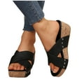 thumbnail image 1 of THDHVS Black Sandals Women,Sandals for Women 2025,Fashion Women's Platform Sandals Wedge Open Toe Sandals Black 9.5, 1 of 6