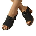 thumbnail image 1 of THDHVS Black Sandals Women,Sandals for Women 2025,Women's Fashion Casual Open Toe Spring and Summer Thick High Heel Belt Buckle Sandals Black 6, 1 of 6