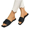 thumbnail image 1 of THDHVS Black Sandals Women,Sandals for Women 2025,Women's Fashion Casual Pleated One-Strap Spring and Summer Breathable Flat Slippers Black 10, 1 of 5