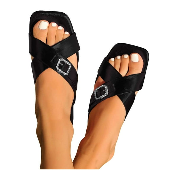 THDHVS Black Sandals Women,Sandals for Women 2025,Women's Fashion Casual Square Toe Wrap-Around Spring and Summer Flat Sandals Black 6