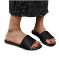 thumbnail image 1 of THDHVS Black Sandals Women,Sandals for Women 2025,Women's Fashion Casual Summer Solid Color Round Toe Open Toe Lightweight Satin Slippers Black 9, 1 of 4