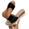 thumbnail image 1 of THDHVS Black Sandals Women,Sandals for Women 2025,Women's Fashion Casual Summer Solid Color Thick Bottom Beach Fish Mouth Wedge Slippers Black 6.5, 1 of 6