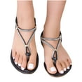 thumbnail image 1 of THDHVS Black Sandals Women,Womens Sandals Comfortable,Casual Wear Cute Flat Sandals Beach Dressy T-Strap Thong Sandals Black 9, 1 of 6