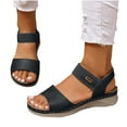 thumbnail image 1 of THDHVS Flat Sandals for Women,Sandals Women,Fashion Casual Retro One-Strap Spring and Summer Breathable and Comfortable Flat Sandals Black 9.5, 1 of 5