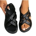 thumbnail image 1 of THDHVS Comfortable Sandals for Women,Womens Sandals,Lady's Casual Summer Style Solid Color Sand Thick Bottom-Strap -Open Toe Beach Sandals Black 5.5, 1 of 5