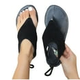 thumbnail image 1 of THDHVS Beach Sandals for Woman,Womens Sandals,Summer Women’s Flat Sandals Comfortable Elastic Strap Open Toe Slip-On Casual Walking Sandals Black 5.5, 1 of 5