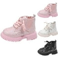 thumbnail image 1 of THDHVS Boots for Girls,Girls' Shiny Leather Martin Boots with Ankle Height and Slip Resistant Sole British Style Fashion Footwear for Kids Classic Pink, 1 of 7