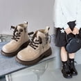 thumbnail image 1 of THDHVS Boots for Girls, Girls' Side Zipper Martin Boots with Slip Resistant Sole and Genuine Leather British Style Mid Calf Boots for Easy On and Off Wear Beige, 1 of 9