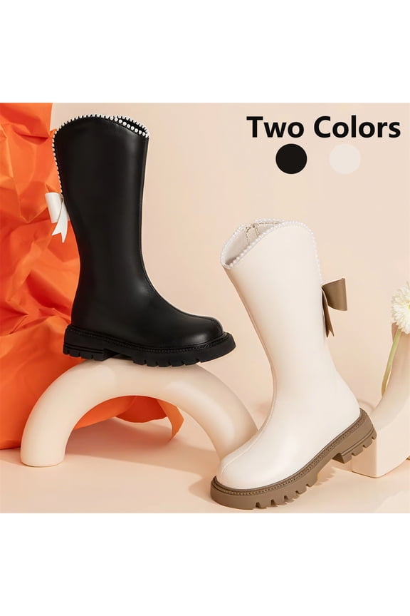 Boots for Girls, Girls Riding Boots with Side Zipper and Fashion Leather Construction for Equestrian Style and Everyday Wear Beige