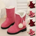 thumbnail image 1 of THDHVS Boots for Girls, Girls' Boots Princess Winter Boots Fall and Winter Item Solid Color with and Thick Snow Boots Kid's Women's Shoes Pink, 1 of 9