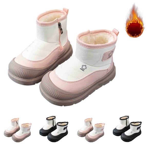 THDHVS Boots for Girls,Girls Water-Resistant Snow Boots with Thermal Lining and Mid-Calf Height for Winter Protection and Outdoor Play Black 9.5-10 Years