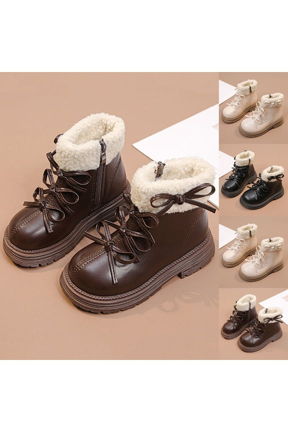 Boots for Girls, Kids Insulated Boots with Side Zipper British Influenced Style and Weather Resistant Construction for Winter White