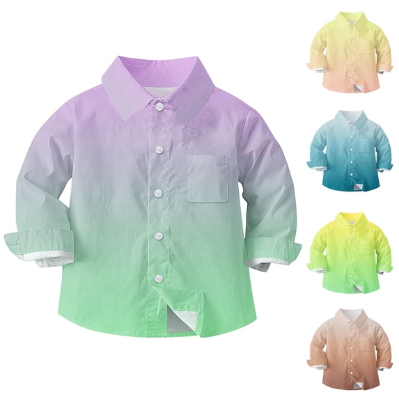 THDHVS Boys Button Down Shirt,Shirts for Boys,Baby Kids Solid Color Long Sleeve Button Down Shirt with Chest Pocket for School Green 3-4 Years