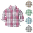 thumbnail image 1 of THDHVS Boys Button Down Shirt,Shirts for Boys,Baby Kids Classic Plaid Long Sleeve Button Down Shirt with Chest Pocket for School Uniform Green 4-5 Years, 1 of 8