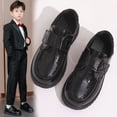 thumbnail image 1 of THDHVS Boys Dress Shoes,Shoes for Boys,Boys' Shiny Leather Shoes with Hook Loop Closure and British Inspired Soft Sole Dress Shoes for School and Casual Occasion Black 10-10.5 Years, 1 of 8