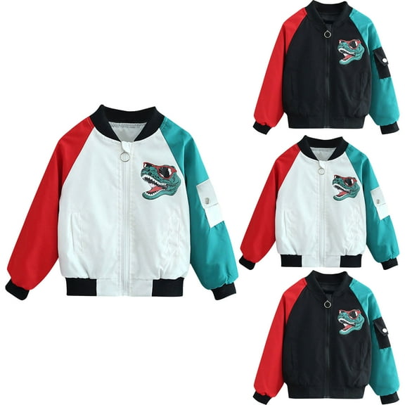 THDHVS Boys Jacket,Jacket for Boys,Kids' Print Spliced Colour Baseball Jacket Casual Sports Jacket Fashion Style Coat Black 4-6 Years