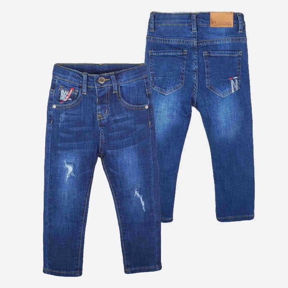 THDHVS Boys Jeans,Slightly Stretchy High Waist Solid Denim Jeans Fashion Wear for Boys,Pants for Boys,Dark Blue 2-3 Year