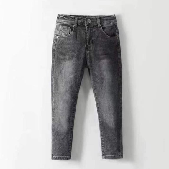 THDHVS Boys Jeans,Slightly Stretchy High Waist Solid Denim Jeans Fashion Wear for Boys,Pants for Boys,Gray 2-3 Year