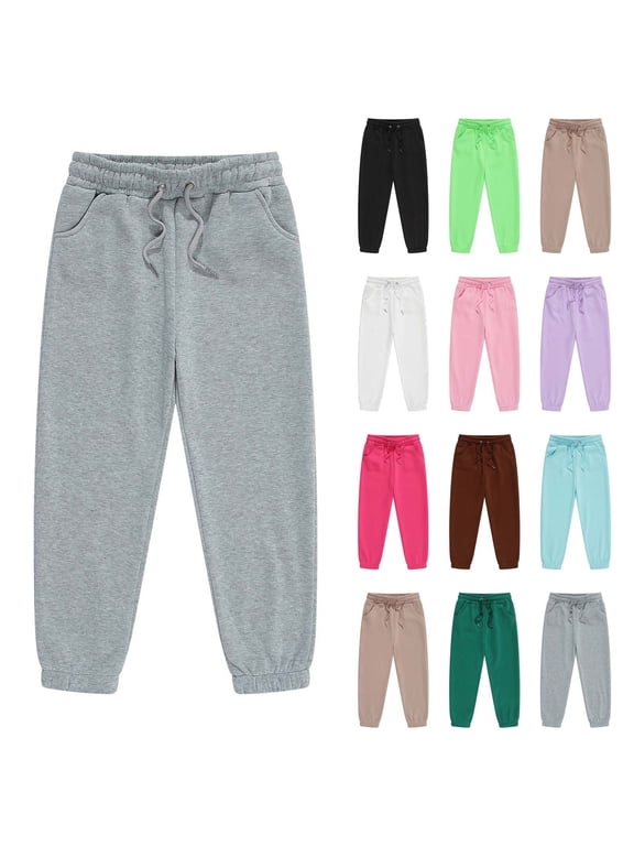 Boys Joggers,Fleece Lined Sweatpants Side Pockets Elastic Waist Warm Casual Sports Wear for Kids Fall Winter,Boys Sweatpants,Black 2-3 Years