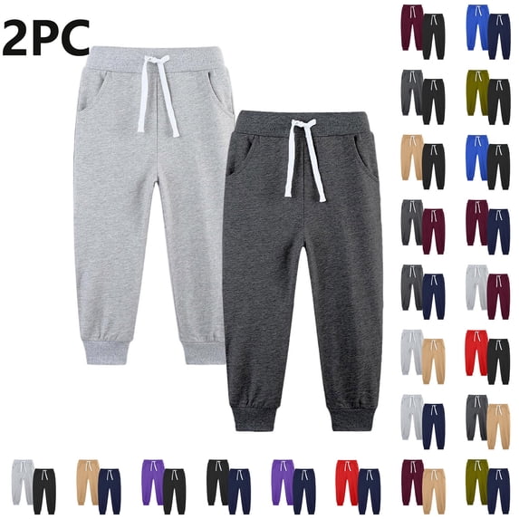 THDHVS Boys Joggers,Pants for Boys,2 Piece Sweatpants Set with Drawstring Waist Solid Color Warm Comfortable Outer Trousers Gold 13-14 Years