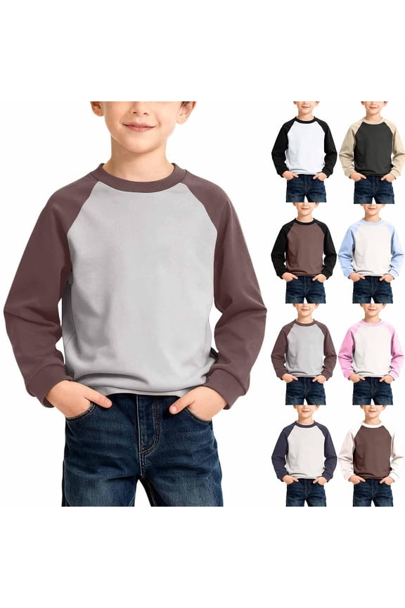 Boys Long Sleeve Shirt,Shirts for Boys,Kids Solid Color Raglan Long Sleeve Tee Soft Cotton Stretchy for Casual Layering Everyday Comfortable Black 1-2 Years