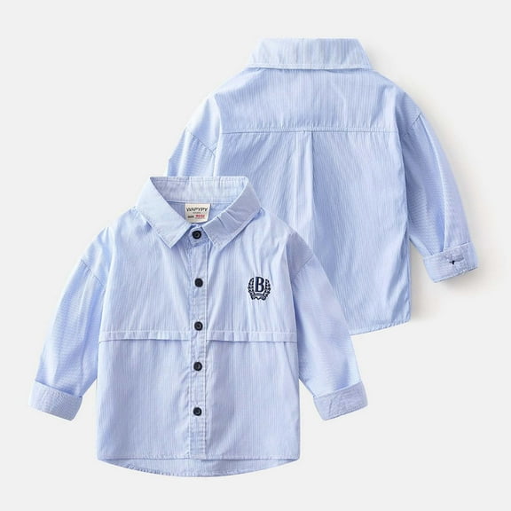 THDHVS Boys Long Sleeve Shirts,Boys Casual Shirts,Boys Fashion Print Long Sleeve Casual Shirt Top Shirts for Wedding Party Performence Blue 2-3 Years