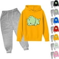 thumbnail image 1 of THDHVS Boys Outfits,Girls Fall Outfits,Dinosaur Print 2 Piece Set for Kids with Hooded Long Sleeve Top and Elastic Waist Pants for Playful Adventures Red 11-12 Years, 1 of 3