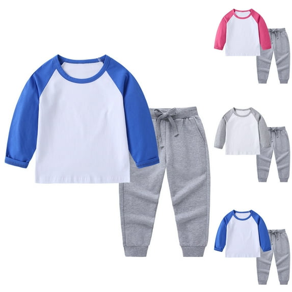 THDHVS Boys Outfits,Girls Fall Outfits,Toddler Kids Boys Fashion Cute Solid Color Soft Long Sleeve Pants Sweatpants Suit Hot Pink 2-3 Years
