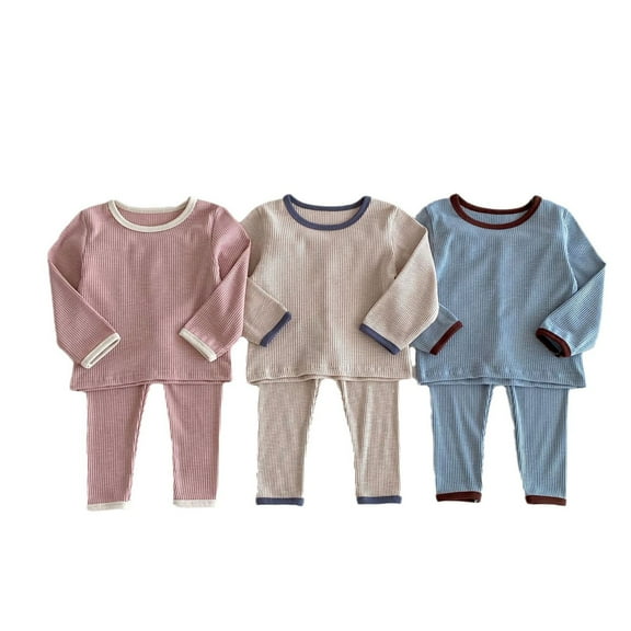 THDHVS Boys Pajamas,Kid Fall Print Pants Long Sleeve Round Neck Blouses Sets Blue