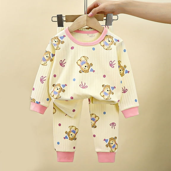 THDHVS Boys Pajamas,Pajamas for Kids,Pajamas for Boys Puppy Print 2-Piece PJs Long Sleeve Sets Sleepwear Pink 8-10 Years